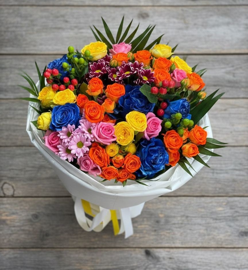 Букет цветов из: Розы и Хризантемы в Ямской