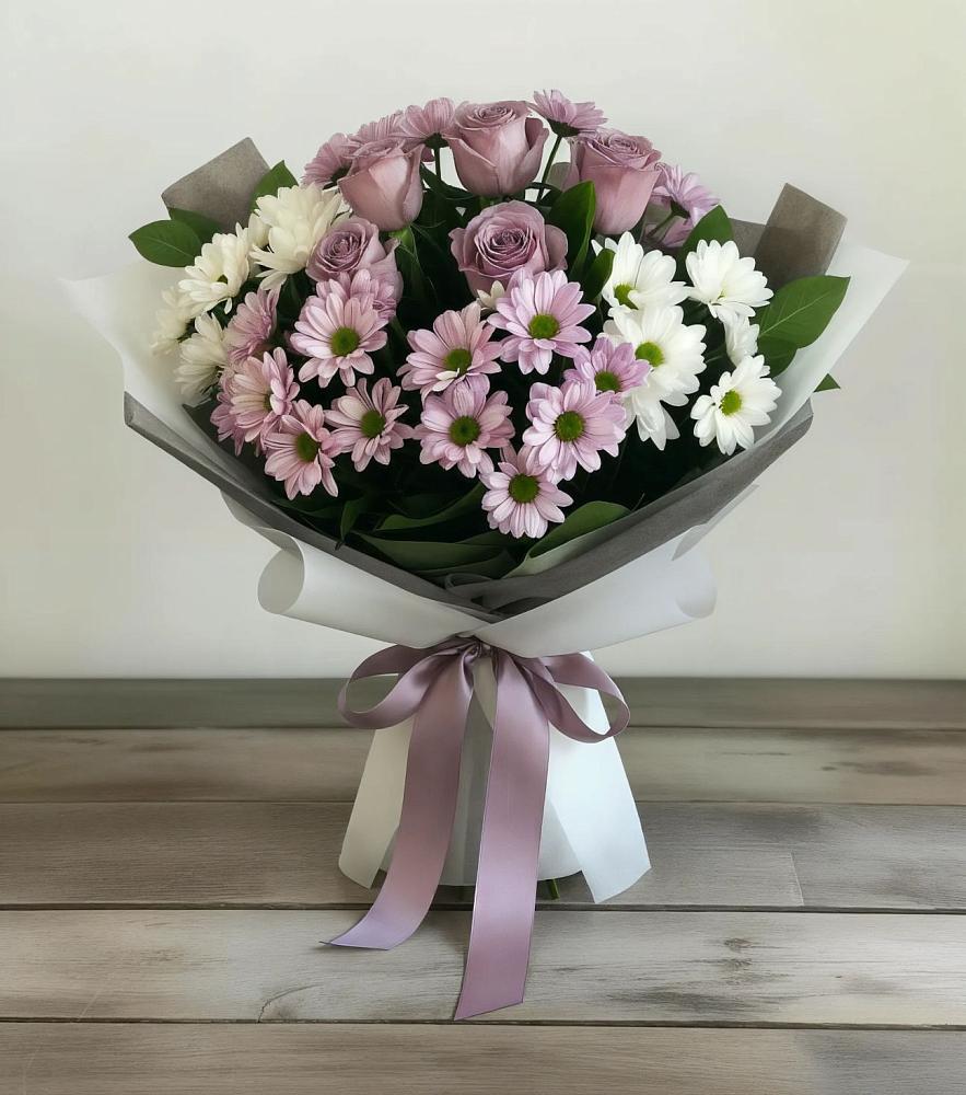 Букет цветов из: Хризантемы и Розы в Ямской