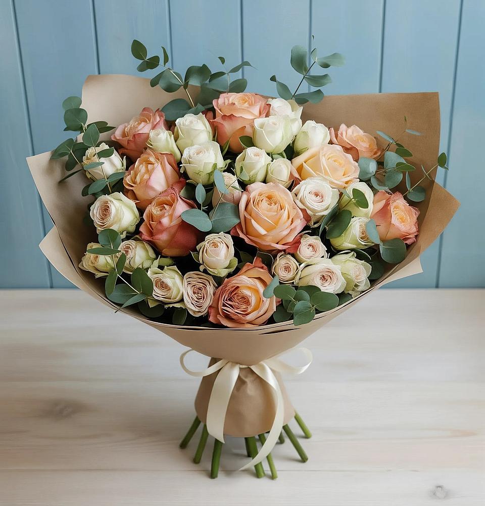 Букет цветов из: Альстромерии и Розы в Ямской