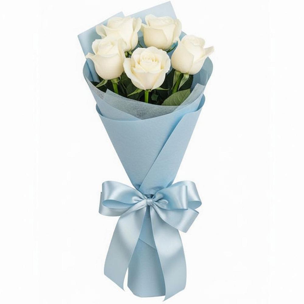 Букет 5 Белых роз Проуд в Ямской