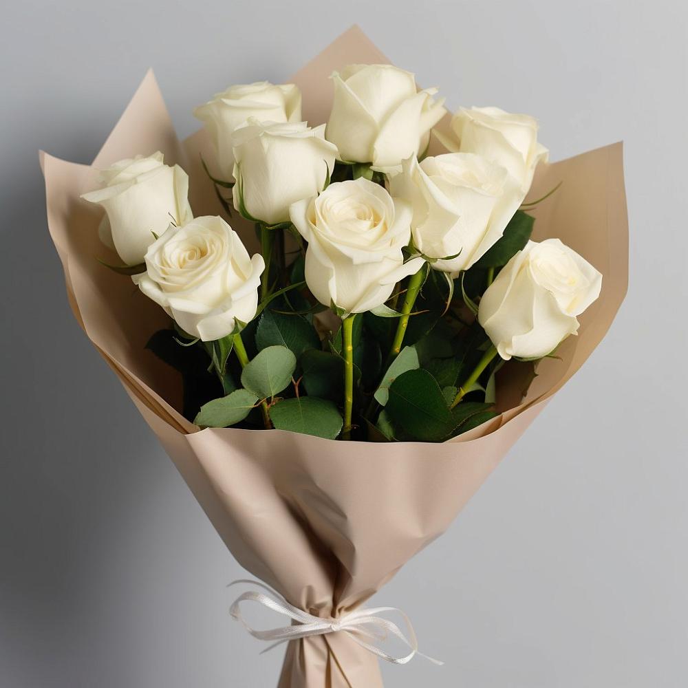 Букет 9 Белых роз Эдлесс Лав в Ямской