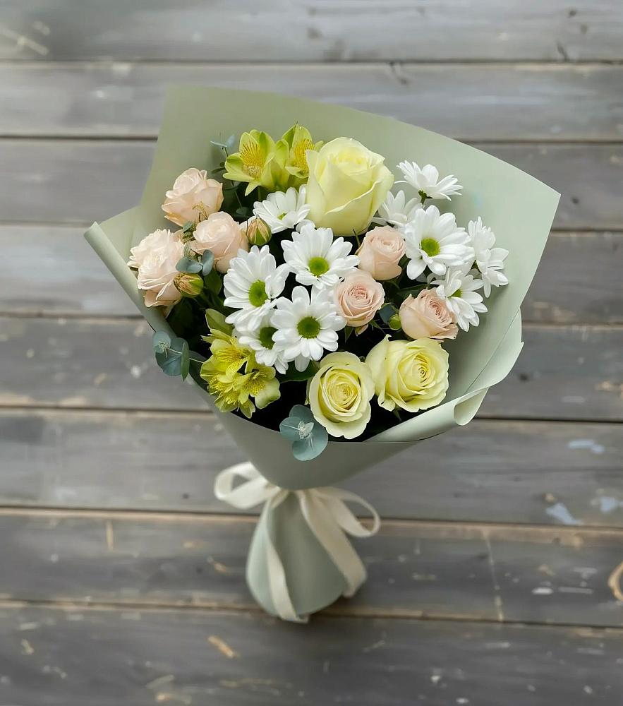Букет цветов из: Альстромерии, Розы и Хризантемы в Ямской