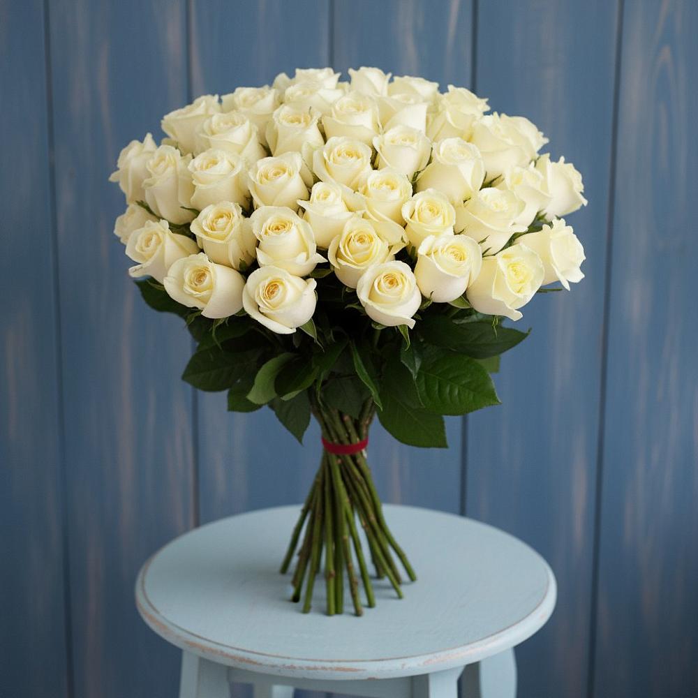 Букет 51 Белая роза Эдлесс Лав в Ямской