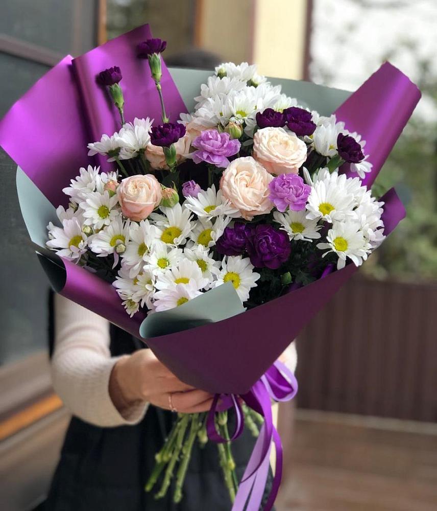 Букет цветов из: Хризантемы, Гвоздики и Розы в Ямской