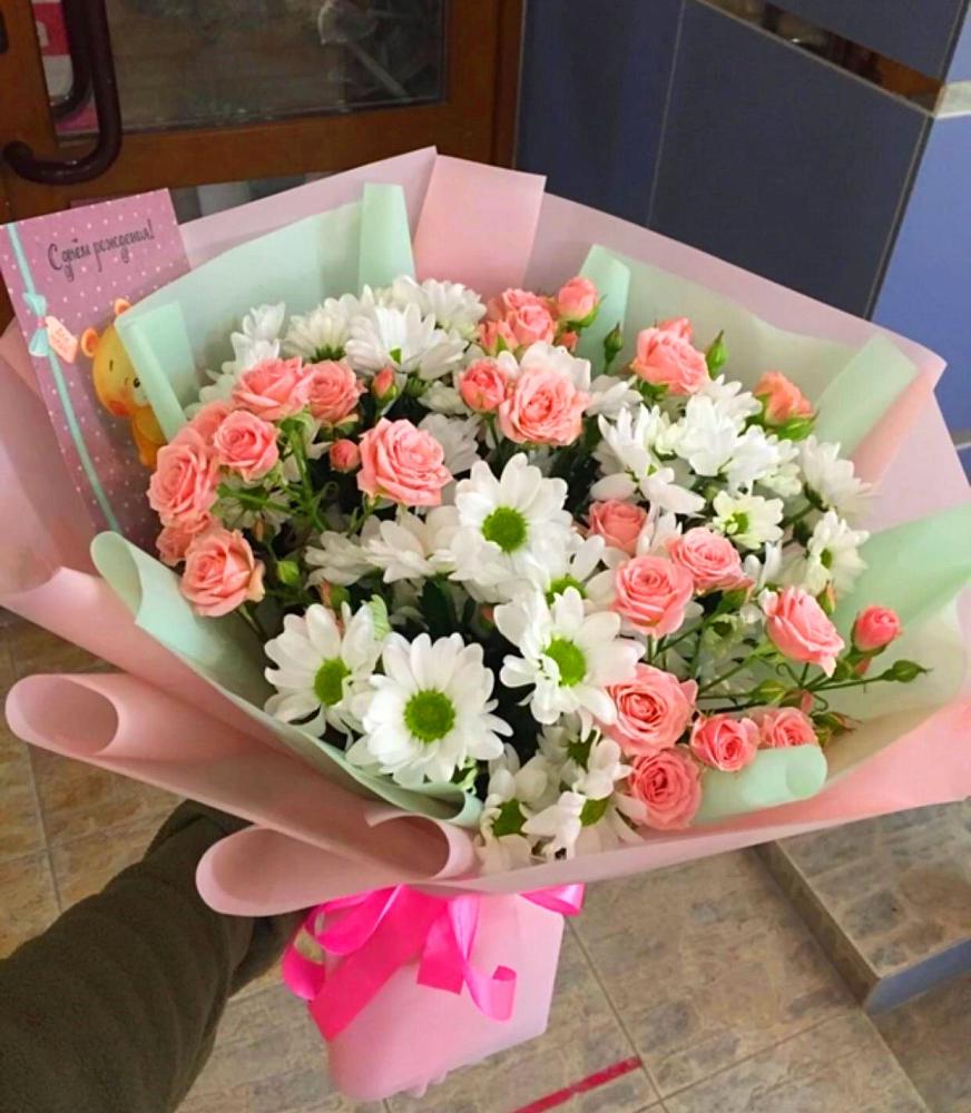 Букет цветов из: Розы и Хризантемы в Ямской