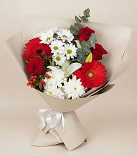 Букет цветов из:  Розы, Хризантемы, Герберы и Лилии #REPLACE_PRED# Ямской