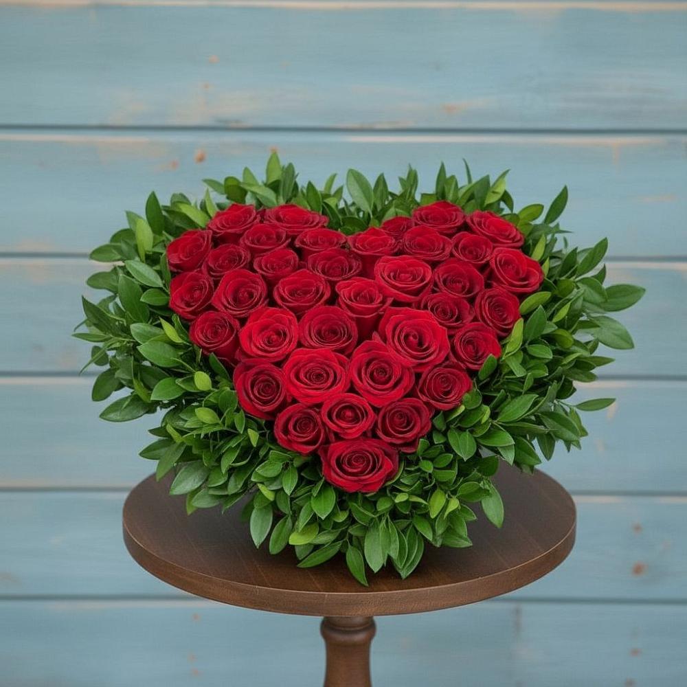 Цветочная композиция из Розы в виде сердца в Ямской