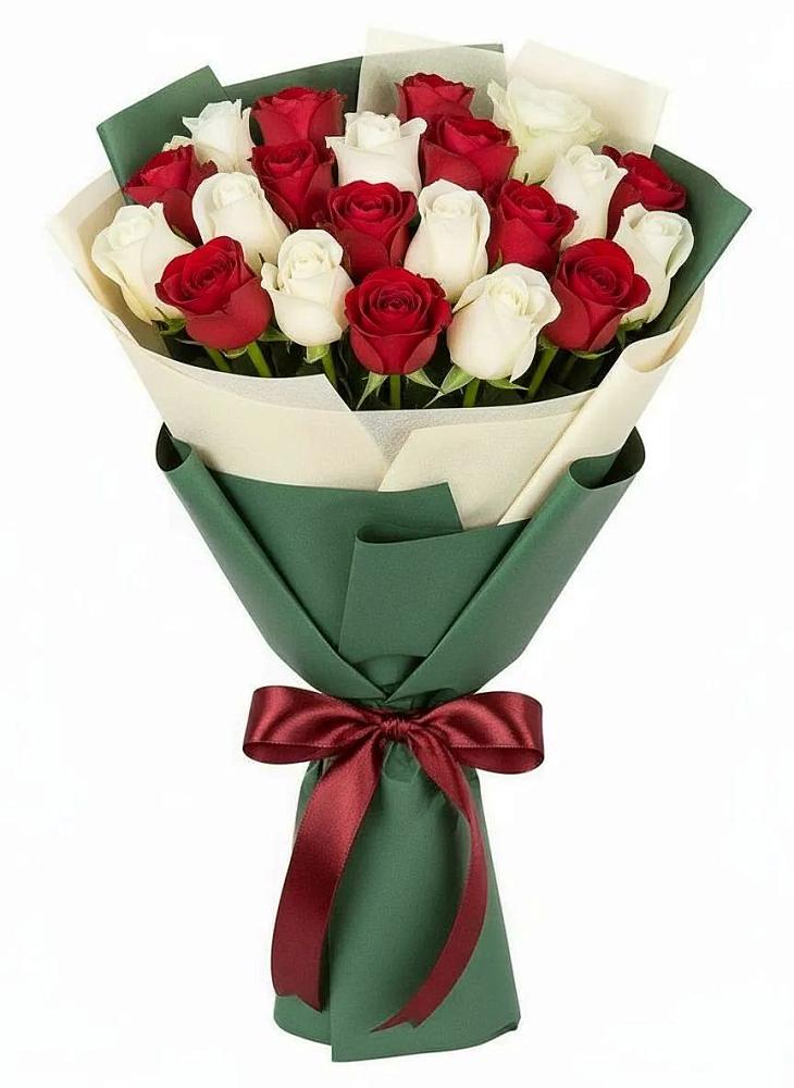 Букет Микс из красных и белых роз в Ямской
