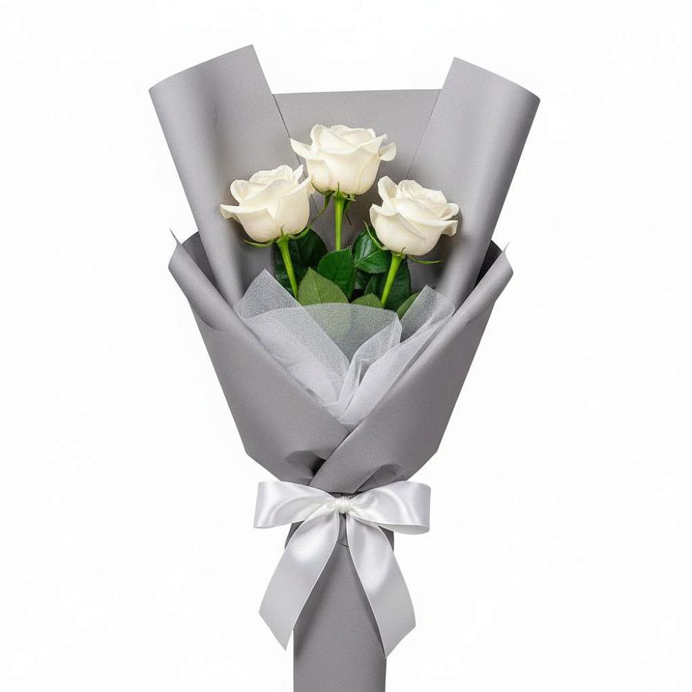 Букет 3 белые розы в Ямской