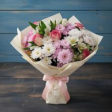 Букет цветов из:  Хризантемы, Альстромерии и Розы #REPLACE_PRED# Ямской