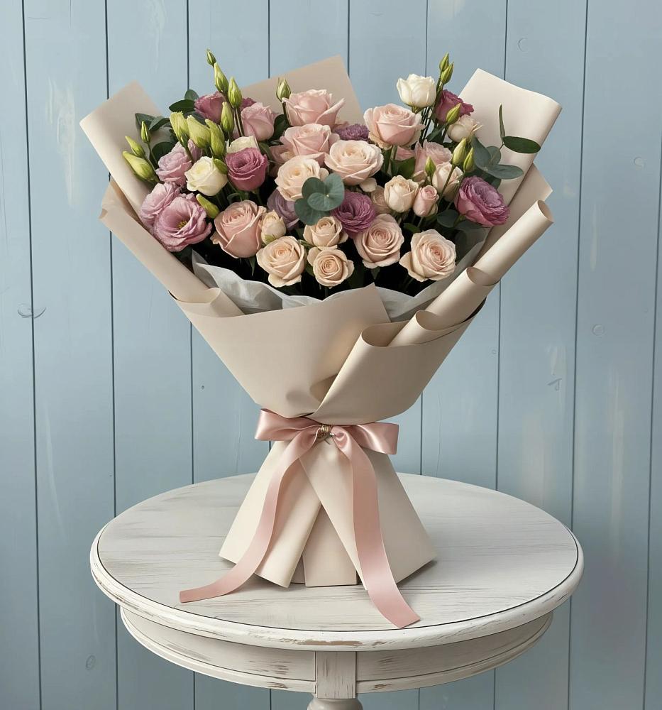 Букет цветов из: Розы и Лизиантусы в Ямской