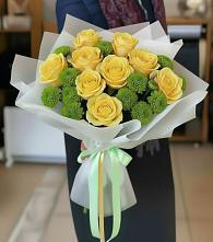 Букет цветов из:  Хризантемы и Розы в Ямской