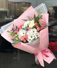 Букет цветов из:  Розы, Лизиантусы и Хризантемы в Ямской