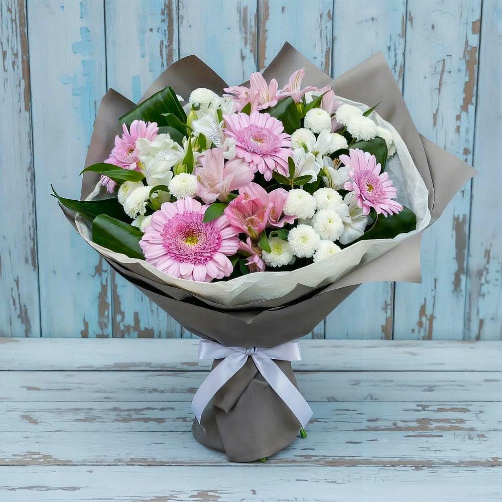Букет цветов из: Герберы, Альстромерии и Хризантемы в Ямской