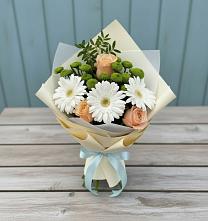 Букет цветов из:  Герберы, Розы и Хризантемы в Ямской