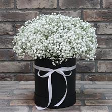 Цветочная композиция из Гипсофила в шляпной коробке в Ямской