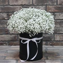 Цветочная композиция из Гипсофила в шляпной коробке в Ямской